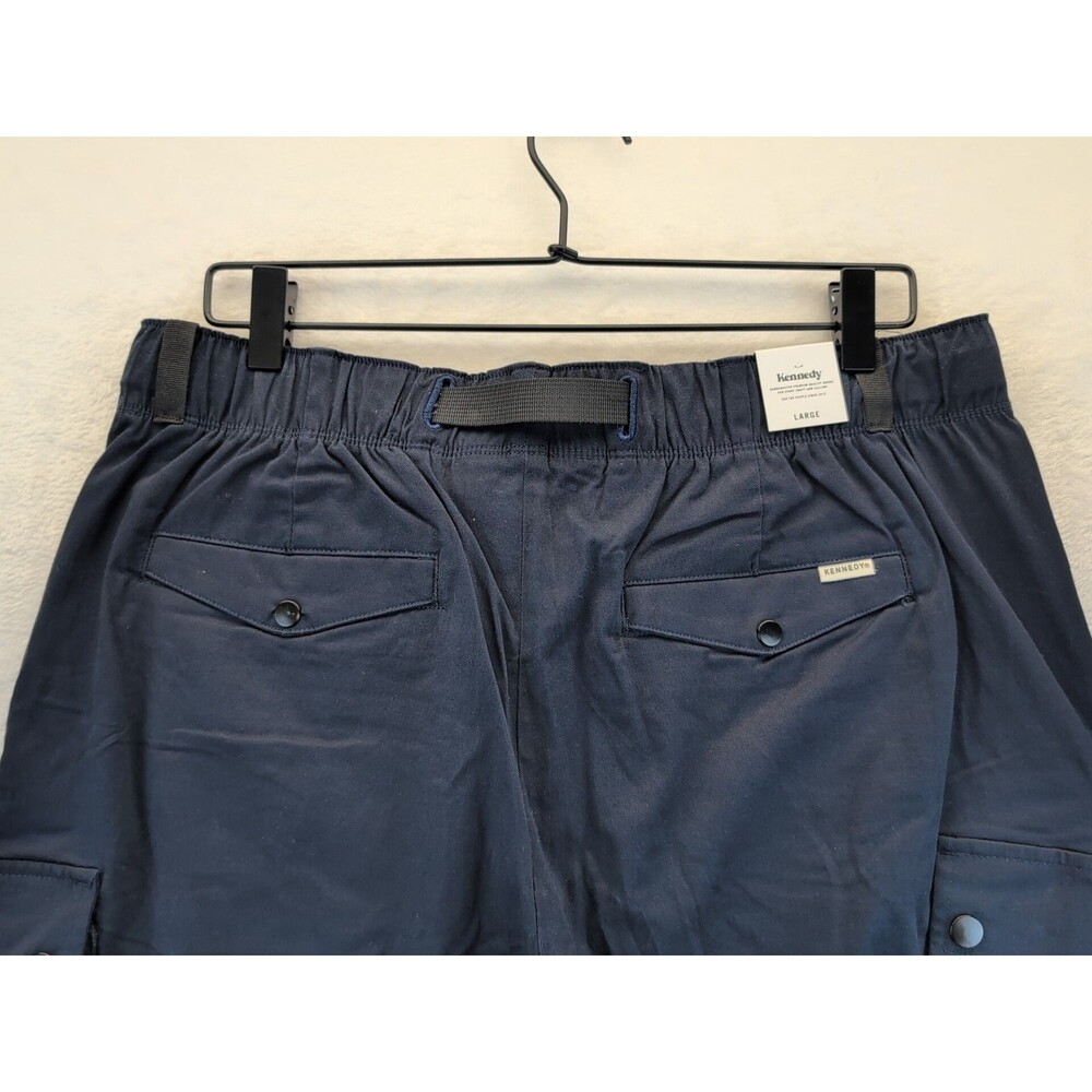 Kennedy Denim Co Belted Cargo Pants Drawstring Ankles Navy Blue NWT Size Large - Picture 13 of 15